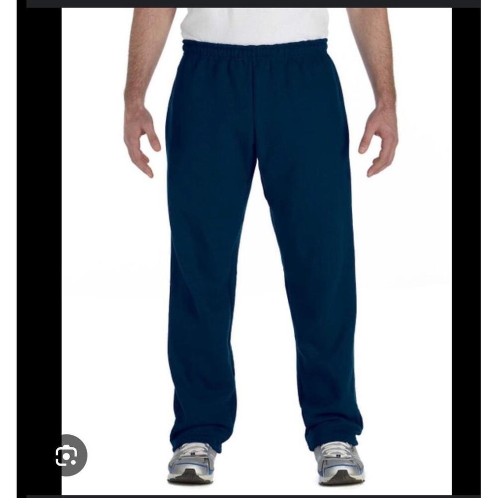 Gildan Heavy Blend Navy Blue Sweatpants Joggers Elastic Waist Drawstring M